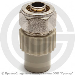 Переход PP-R серый Дн 20-16 на PEX или металлопластиковую трубу Pro Aqua