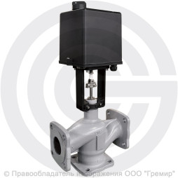 Клапан регулирующий трехходовой смесительный стальной фланцевый на пар Ду-80 Ру-25 Kvy=87м3/ч с электроприводом LEA-2500 24В с датчиком 4-20mA Энерготехномаш