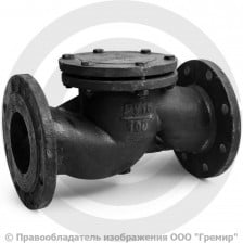 Клапан обратный подъемный чугунный фланцевый Ду-100 Ру-16 (Т<225°С) 16ч6п