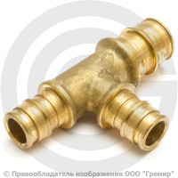 Тройник латунный переходной для PE-X труб Дн 40-32-40 РОС