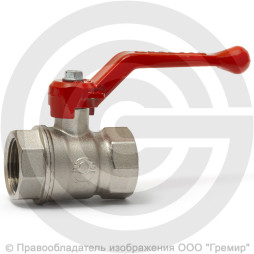 Кран латунный Ду-32 (1 1/4") Ру-40 ВР (ВН) муфтовый никель рычаг VALFEX 11Б27фт1М