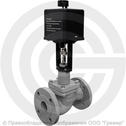 Клапан регулирующий двухходовой чугунный фланцевый Ду-15 Ру-16 Kvy=4,0м3/ч с электроприводом LEA-1200 220В с датчиком 4-20mA 25ч945нж Энерготехномаш