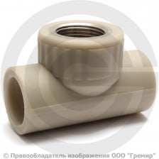Тройник PP-R комбинированный серый ВР (ВН) Дн 32-1/2" Wavin Ekoplastik