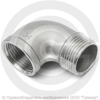 Отвод резьбовой (угольник) нержавеющий AISI 304 НР-ВР (НАР-ВН) Ду-25 (1")