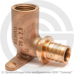 Водорозетка бронзовая для PE-X труб Дн 20-1/2" ВР (ВН) L=54мм длинная RAUTITAN RX+ Rehau