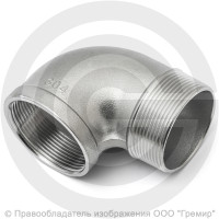 Отвод резьбовой (угольник) нержавеющий AISI 316 НР-ВР (НАР-ВН) Ду-40 (1 1/2")