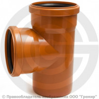 Тройник НПВХ (ПВХ) с раструбом коричневый Дн 200-110 87гр б/нап в/к Ostendorf KGEA