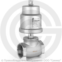 Клапан запорно-регулирующий нержавеющий НЗ Ду-32 (1 1/4") Ру-16 ВР (ВН) Kvs=21м3/ч с нержавеющим пневмоприводом 80мм PV Helver
