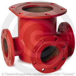 Тройник с пожарной подставкой фланцевый ППТФ стальной Ду 125-125 Ру-16 КЗСД