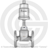 Клапан запорно-регулирующий нержавеющий фланцевый Ду-65 Ру-16 Kvs=70м3/ч с нержавеющим пневмоприводом 100мм PV-F Helver