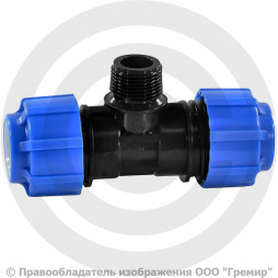 Тройник ПЭ компрессионный Дн 25-1"-25 Ру-16 НР (НАР) VALFEX