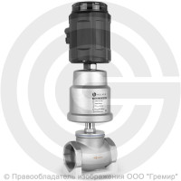 Клапан запорно-регулирующий нержавеющий Ду-50 (2") Ру-16 ВР (ВН) Kvs=42м3/ч с нержавеющим пневмоприводом 100мм и позиционером PV Helver